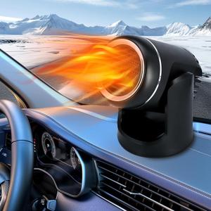 12v Car Heater, Portable Car Heater, Fast Heating Defogging & Defrosting, 360 Rotary Heating & Natural Wind Car Defroster, Plugs Into Cigarette Lighter (B, Universal)