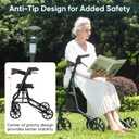 Zero Wobble Rollator Walker with Seat for Seniors, 350lb Capacity, 18" Extra Wide Seat, 8" Wheels & Dual Brake, One-Hand Folds to 9.6", 7-Level Handle Adjustable, Cup Holder & Cane Clip