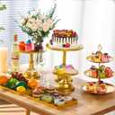 Tioncy 7 Pcs Cake Stand Set Metal Cupcake Holder Dessert Table Display Cupcake Display Plate Serving Platter Dessert Table Stands and Trays Set for Baby Shower Wedding Birthday Xmas Party (Gold)