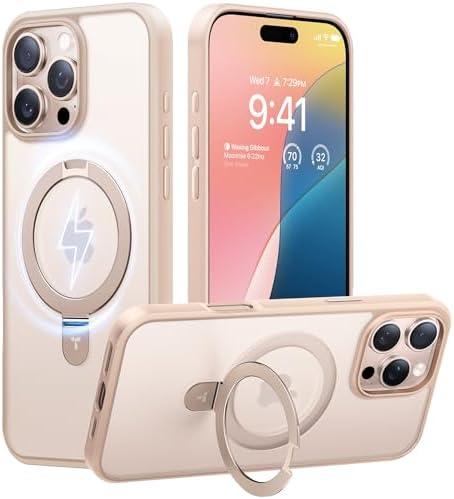 TORRAS Desert Titanium for iPhone 16 Pro Max Case, [Military Grade Drop Tested][Fit for MagSafe] [Built-in Stand] Translucent Slim Soft Edge Case for iPhone 16 Pro 6.9" 2024, Rose Gold