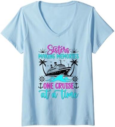 Womens Making Memories Sisters Cruise Trip 2025 Sisters Vacation V-Neck T-Shirt M