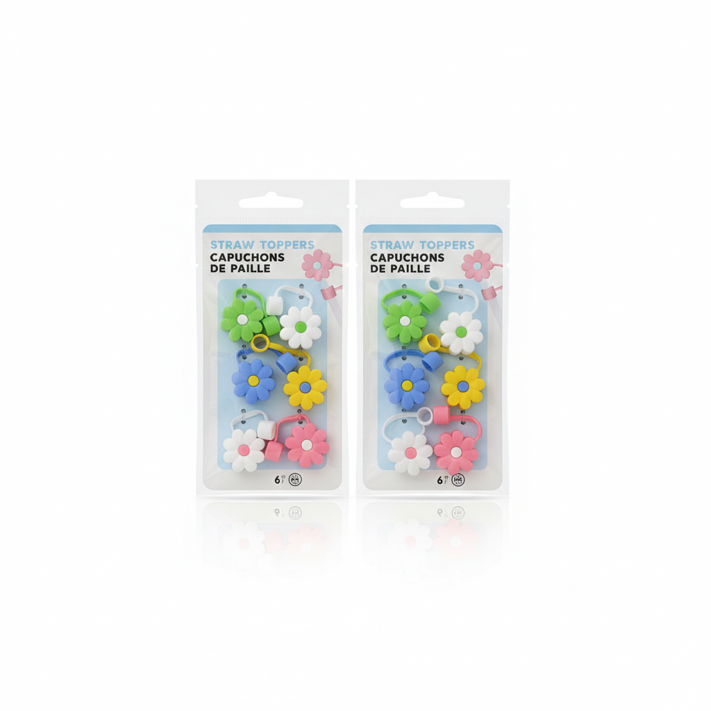 Straw Topper 12 Pack Flowers