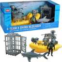 Wild Republic E-Team X Shark Set Playset, Action Figure, Shark, Boat, Diving Cage, Gifts for Kids, 4-Piece Set 15394 , Cuddlekins