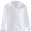 Men's Solid Color Long-Sleeved Cotton and Linen Shirt, Men's Long-Sleeved Button-Down Business Casual Shirt, M
