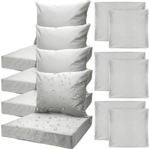 Mindsoft 4 Set Patio Cushion Covers Replacement Water UV Resistant Outdoor Cushion Slipcovers with Zipper Chair Seat Covers for Outdoor(24 x 21.3 inches,24 x 24 x 4.7 inches,Silver Gray)