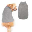BINGPET Thermal Knitted Dog Sweater,Winter Dog Cat Coat Warm Sweartershirts Outfits,Classic Cable Knit Turtleneck Pullover Dog Jumper Coat Warm Sweartershirts, Large