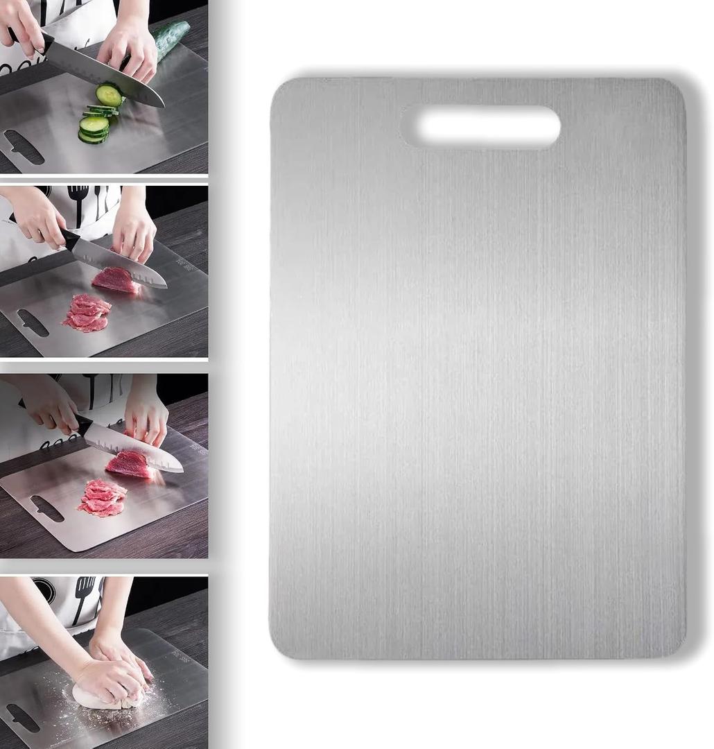 Oversized cutting board,Titanium Cutting BoardNew Upgrade Pure Titanium Cutting Boards For Kitchen, 1 Pack Double Sided Medical-grade Cutting Mat, Stainless Non Stick Chopping Board(23.6 * 15.7inch)