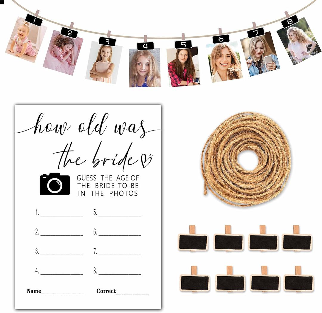 Bridal Shower Games, How Old Was The Bride To Be Bachelorette Party Games, Wedding Shower Games, Set Of 30 Game Cards (B01)