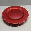 Okllen 12 Pack Plastic Round Charger Plates, 13" Red Beaded Charger Plates Decorative Dinner Chargers, Embossed Charger Serving Plates for Wedding, Catering Event, Tabletop Decor