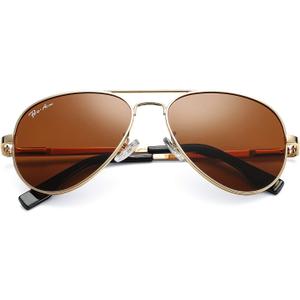 Pro Acme Polarized Aviator Sunglasses for Men and Women 100% UV Protection, 63mm (Gold Frame/ Brown Lens)