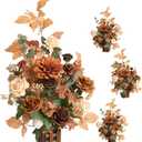 Ling's moment Free-Standing Fall Wedding Aisle Runner Flowers, Brown Orange