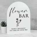Acrylic Flower Bar Sign- 8"x10" White Arch Acrylic Table Sign and Base,1/8" Thick | Modern Calligraphy Arched Flower Bar Sign for Bridal Shower & Party (White, 8x10 Inch)
