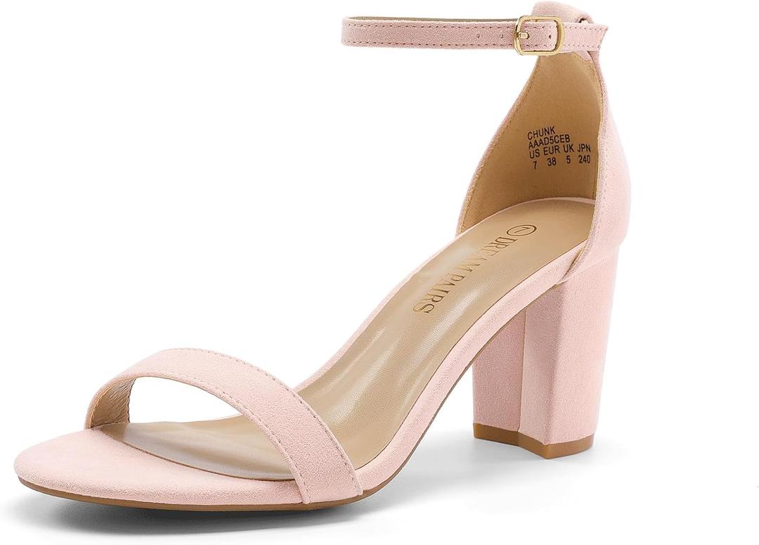 DREAM PAIRS Women's Chunk Low Heel Pump Sandals (8, Pink)