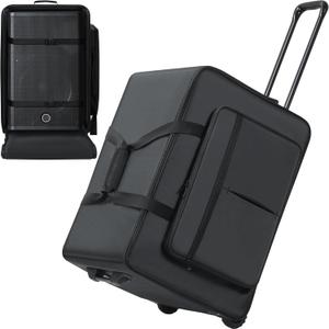 Speaker Bag with Wheels Compatible with QSC K12 / K12.2 / DXR12 MKii, Speaker Rolling Soft Case with Multi-pocket & 2 Fix Straps, Padded Speaker Roller Bag with Retractable Handle (24*17.3*16.5in)