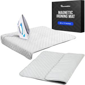 Ironing Mat, Ironing Pad, Iron Mat, Iron Pad, Dryer Top Protector Mats, Magnetic, Portable, Blanket Cover for Table Top, Countertop, Washer, Travel, Quilting, Grey, Wide, Thick, 33 x 17 Inches
