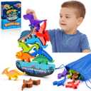 IPOURUP Dinosaur Toys for Kids 3-5: Wooden Stacking Montessori Toys for 3 4 5 6 7 8 Year Old Boys Girls Birthday Gifts for Kid Ages 4-8 Balance Competition Game for Family Stocking Stuffers