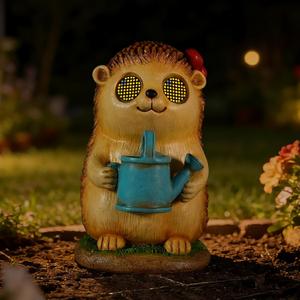 Garden Statues Hedgehog with Solar Moving LED Eyes Outdoor Animal Figurines Decorations for Patio Yard Lawn Ornaments Gifts for Birthday Easter Housewarming (Hedgehog)