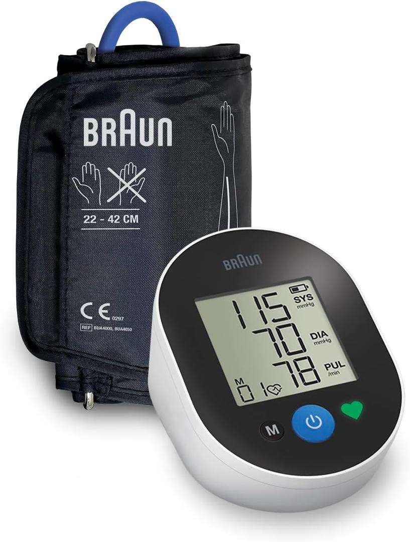 Braun ExactFit 2 Blood Pressure Monitor for Home Use - Accurate Blood Pressure Machine, Color-Coded Results, Large Display BP Monitor, Universal Upper Arm Cuff, 30 Memory Slots, FSA and HSA Eligible