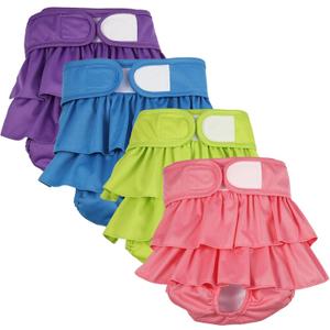 4 Pack Dog Diapers Female Washable Dog Diapers Reusable Puppy Diapers Highly Absorbent Comfortable Doggy Diapers for Dogs in Heat or Excitable Urination(M, Candy Color)