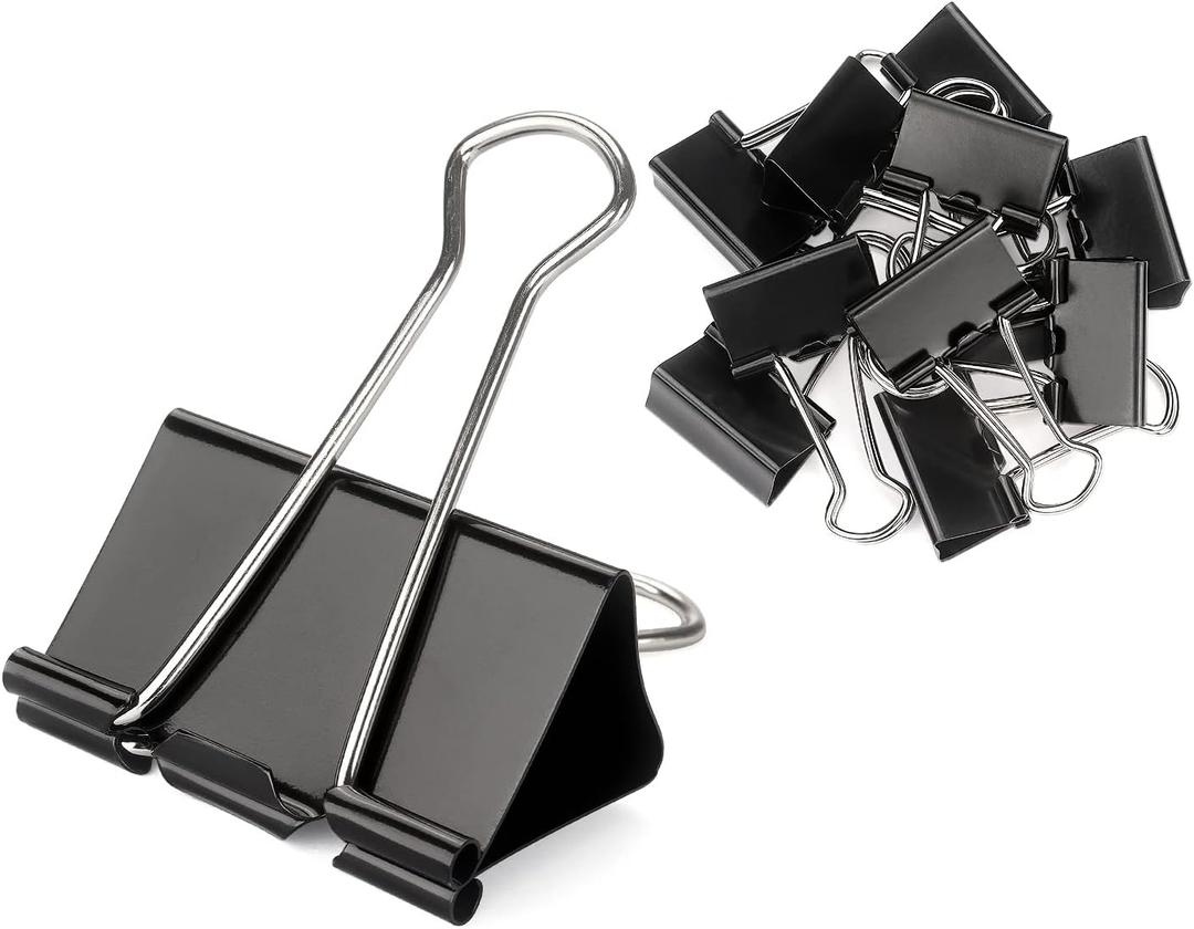 ZZTX Black Binder Clips Paper Clamps Clips Medium Size, 1.3 Inches, 36 Pack