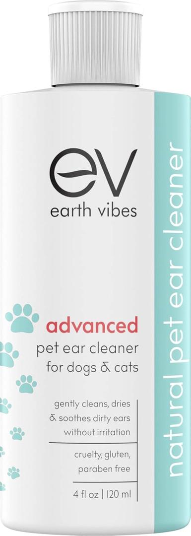 2 x Earth Vibes Dog & Cat Ear Cleaner  Pet Cat Ear Cleaner - Advanced Natural Solution Treatment for Itching, Head Shaking, Discharge & Smelly Ears - Made in The USA