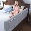 Bed Bumper for Toddlers, Foam Bed Rail for Toddlers, Toddler Bed Rail Bumper, Soft Safety Bed Guard Rail for Kids, Bed Side Rail for Twin, Full, Queen & King Beds (Grey, 59", 3-Bracket)
