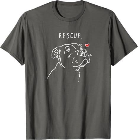 Rescue Dog, Pitbull Drawing, Rescue Mom, Adopt Don't Shop T-Shirt (Small)