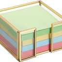 BTSKY Golden Glass Sticky Note Holder for 3x3 Inch Sticky Notes, Elegant Post It Note Dispenser with Non-Slip Pads Clear Notepad Holder for Desk Organization Planning, Home Office Decor, 4 Pac