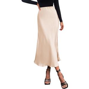PRETTYGARDEN Women's Satin Skirts Dressy Casual 2025 Fall High Waisted Cocktail Wedding Flowy Elegant A Line Midi Skirt (Beige, Small) PRETTYGARDEN Women's Satin Skirts Dressy Casual 2025 Fall High Waisted Cocktail Wedding Flowy Elegant A Line Midi Skirt (Beige, Small)