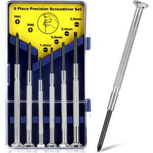 6PCS Small Screwdriver Set, Soodeei mini screwdriver set with 6 Different Size Flathead and mini Philips, Premium Tiny Screwdriver for Watch, Toys, Computer, Jewelry, Repair Set.