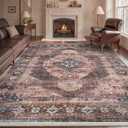 Pink Brown 6x9 Area Rugs for Living Room Bedroom Rug Girl Nursery Rug Washable Soft Study Room Dining Room Rugs Carpet Water Repellent Easy Care Non Slip