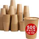 Lamosi 500 Count 12 oz Kraft Paper Cups, Disposable Hot/Cold Paper Coffee Cups, 12 Ounce Beverages Cups, Water Cups for Party Picnic Travel and Events