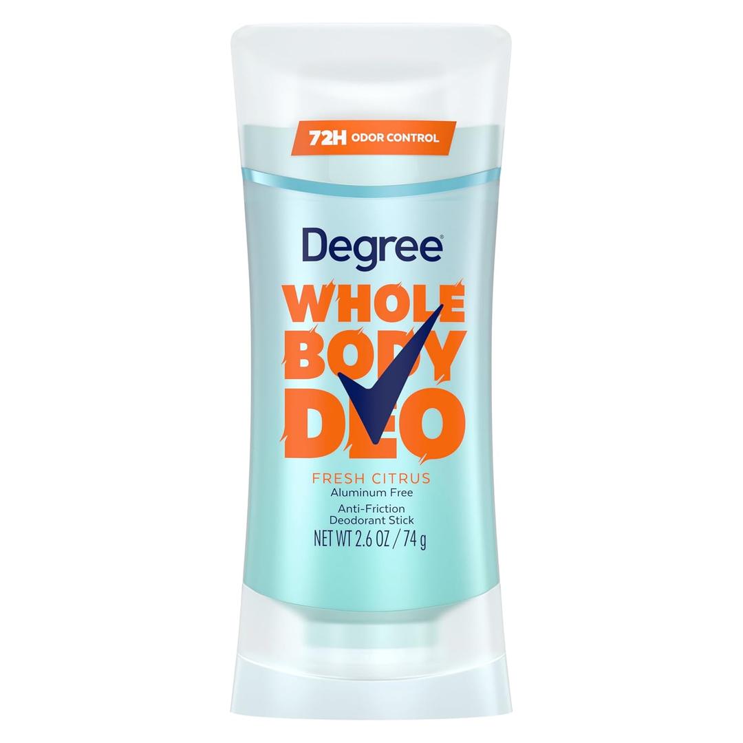 Degree Women Whole Body Deodorant Stick, Fresh Citrus Scent, Glides on Clear + Absorbs Sweat, Aluminum Free 72H Odor Protection 2.6 oz (3 Ounce (Pack of 1))