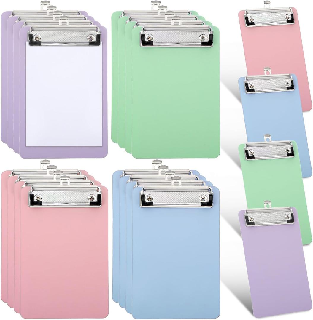 20 Pieces Small Clipboards 4.7x7.3 Inch Plastic Colorful Clipboards Cute Mini Clipboard Memo Size Pocket Clip Boards with Profile Clip A6 Clipboard for Classroom Office Supplies