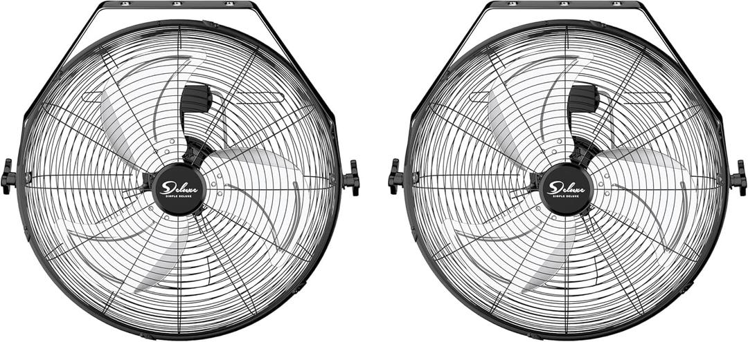 Simple Deluxe 20 Inch High Velocity 3 Speed, Black Wall-Mount Fan for Warehouse, Greenhouse, Workshop, Patio, Factory and Basement