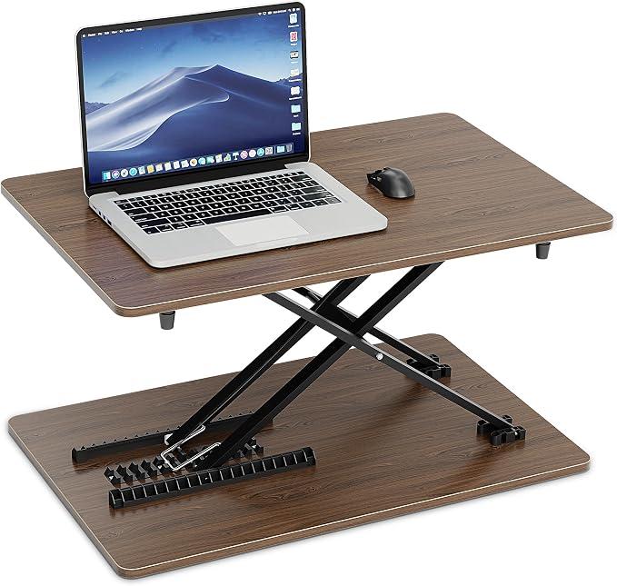Height Adjustable Standing Desk Converter, 25.16" x 15.75", Wood Finish
Ready to Use Desk Riser for Laptop and Monitor, Sit Stand Workstation for Office, Bedroom and Living Room