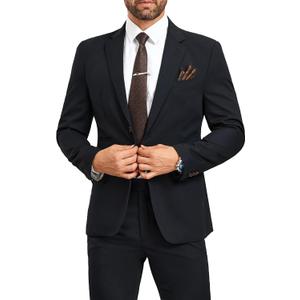 JPF Mens Formal Suits 2 Piece Stripe Suit Jacket Pants Set with Tie Slim Fit Tuxedo Suits for Men Wedding Prom Suit, Size XL