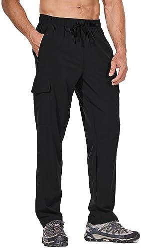 baleaf Men's Hiking Pants Water Resistant Cargo Quick Dry Travel Elastic Waist with Zip Pockets UPF 50+ for Work Running XL