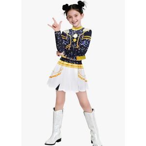 Kids Girls Singer Fancy Outfits Novetly Fashion Clothes Sets Stage Performance Merch (Size 150)