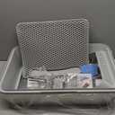 Stainless Steel Litter Box | XL Enclosed Cat Litter Boxes with Lid for Big Cats | High Sided, Anti-Urine Leakage | Non-Stick Bottom & Includes Litter Mat & Metal Scoop (Silver Gray)