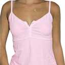 RoseSeek Women's Lace Trim Spaghetti Strap Tank Tops Button Front Crop Camisole Top Coquette Clothes, Size M