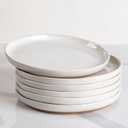 AmorArc Ceramic Dinner Plates Set of 6,10.5 Inch Stoneware Plates Set for Dinner, Elegant Dish Set with Rustic Terracotta Underside,Microwave & Dishwasher Safe (Light Beige)