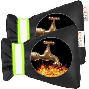 2Pack Outdoor Faucet Covers for Winter,8.3" H x 6.7" W Hose Bib Covers for Winter Freeze Protection, Outside Spigot Cover Insulated Waterproof Water Pipe Protector (Black-2Pack)