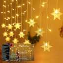 Snowflakes LED Curtain Lights, 13ft/4M 96 LED Snowflake String Lights, Christmas Snowflakes Lights, 8 Lighting Modes, Waterproof Plug in, Christmas String Lights, for Garden Patio Bedroom Party Decor (White)