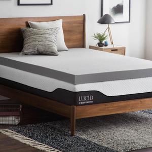 Lucid 4 Inch Mattress Topper King Memory Foam Bamboo Charcoal Infusion Cooling Ventilation Hypoallergenic CertiPur Certified Foam Lucid 4 Inch Mattress Topper King Memory Foam Bamboo Charcoal Infusion Cooling Ventilation Hypoallergenic CertiPur Certified Foam