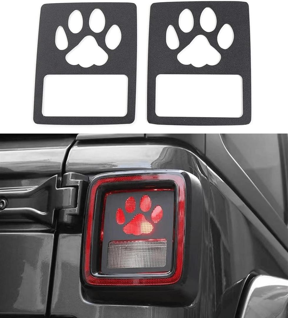POETRYXIAO Tail Light Cover Guard with Paw Print Style (Halogen Tail Light) for Jeep Wrangler 2018-2023 JL Sport/Sports(Paw Print) (JL(Dog Paw))