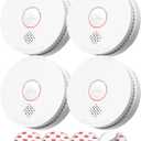SITERLINK Smoke Detectors,UL217-9th Listed Smoke Alarms with Replaceable Battery,Photoelectric Sensor Smoke Detector with Test-Silence Button,Fire Detectors for Home,House,GS509A 4-Pack