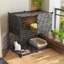 Cat Cages Indoor - Outdoor Cat Enclosures Detachable Small Animal Cage Cat Playpen Puppy Crate Semi-Enclosed Cat Cabinet - for Small Pet Cat Puppy,Black-75x39x73cm-C