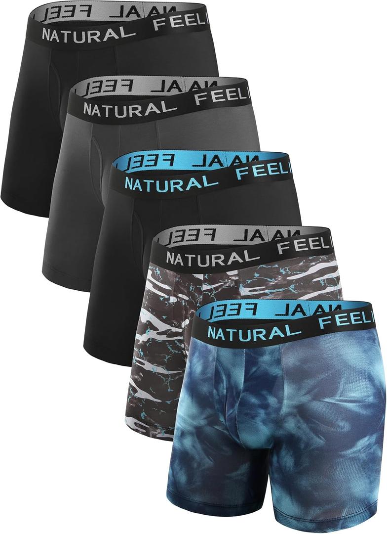 Natural Feelings Mens Underwear Coolzone Boxer Briefs for Men Pack Stretch Performance Quick Dry Sports Underwear, XL