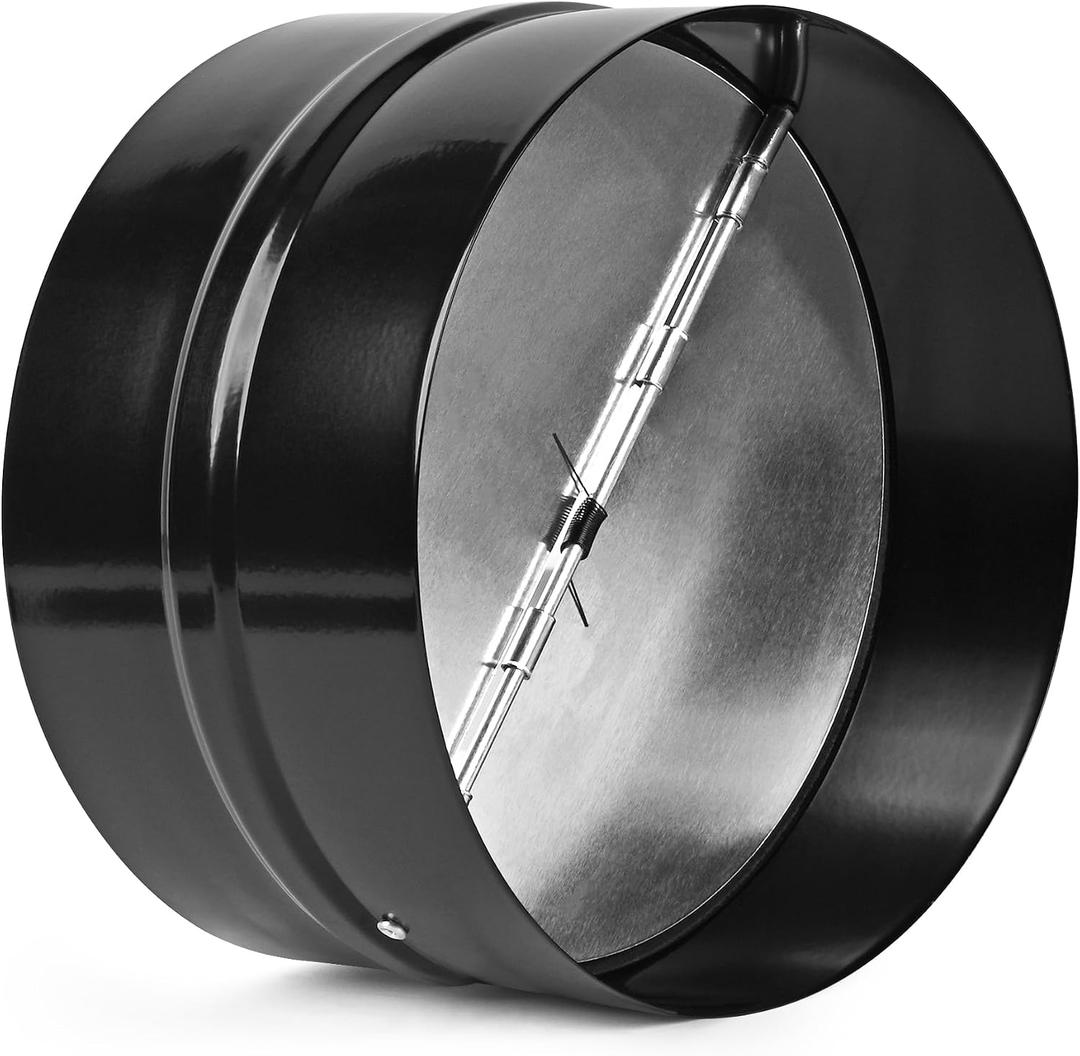 6 Inch Draft Blocker Backdraft Damper Duct Draft Stopper One-Way Airflow Ducting Insert Backflow Preventer Inline Fan Vent Deflector - Black